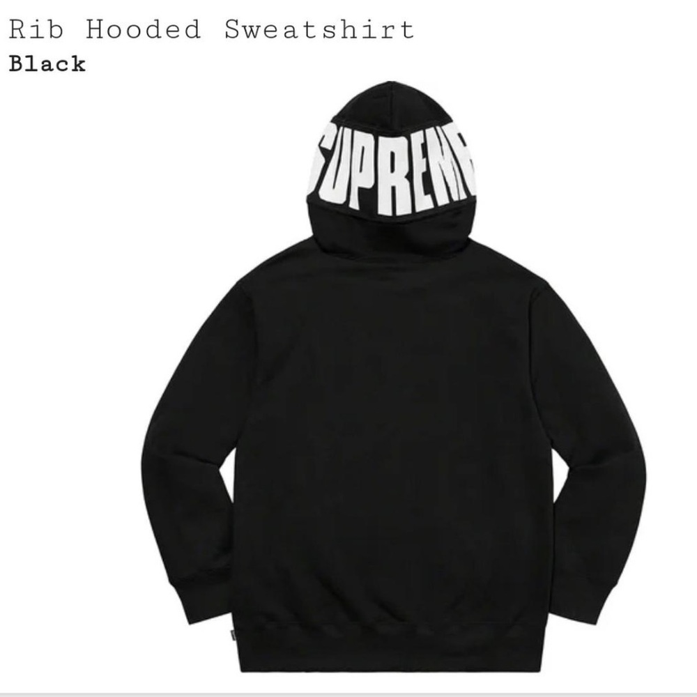 Supreme Black Ribbed Hooded Sweatshirt